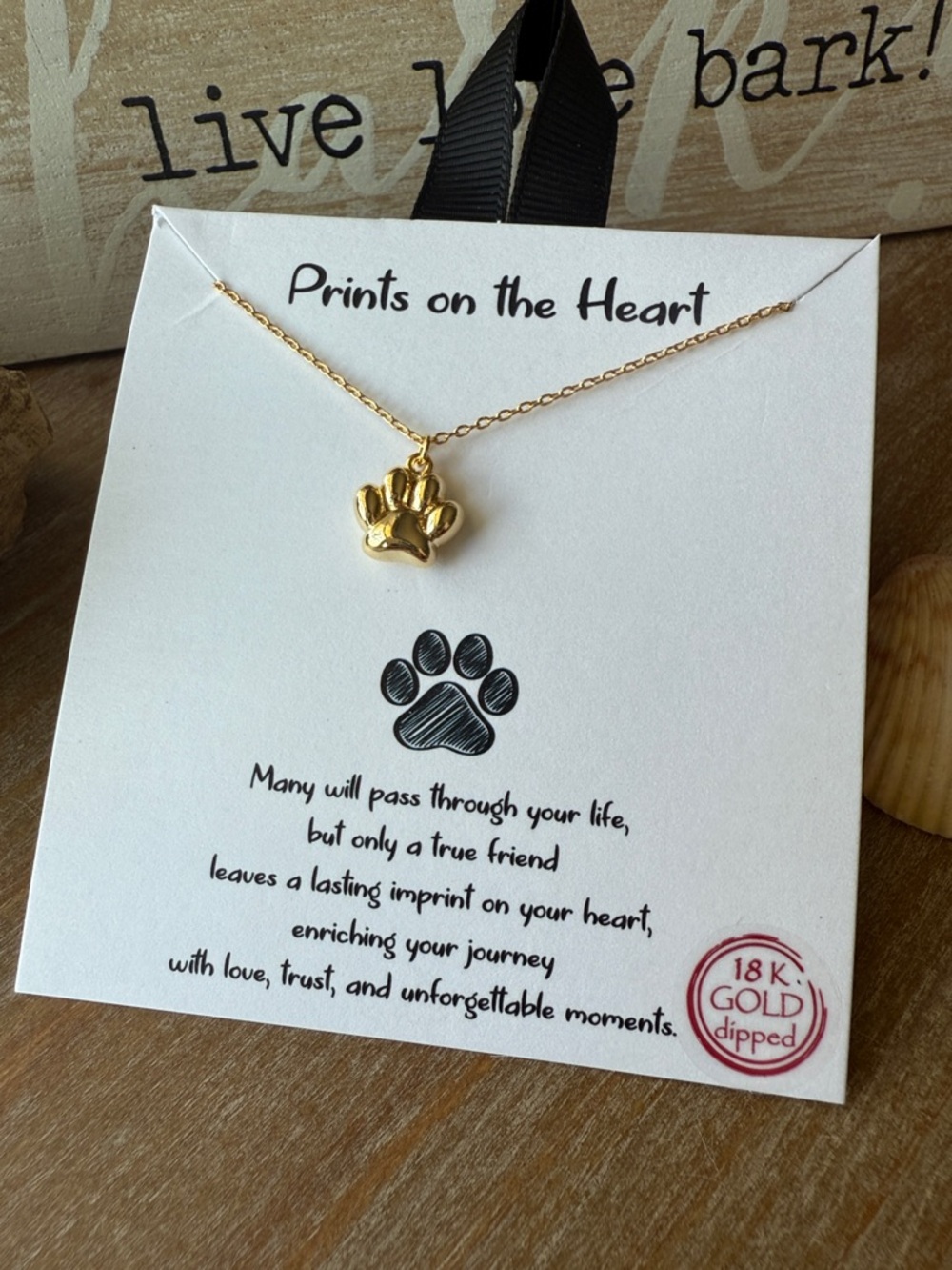 Gold Paw Pendant Necklace - Paw Print Charm - Picture 2 of 12